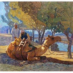 Tariq Mahmood, 36 x 36, Oil on Jute, Figurative Painting, AC-TMD-049